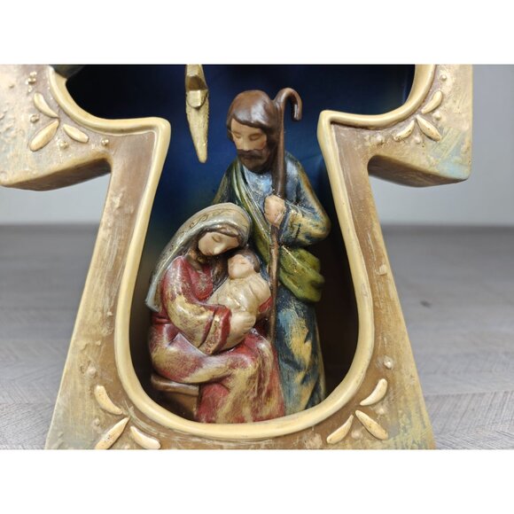 Vintage Roman Inc Nativity Cross Scene Figurine Candle Holder Hand-Painted - Picture 2 of 8